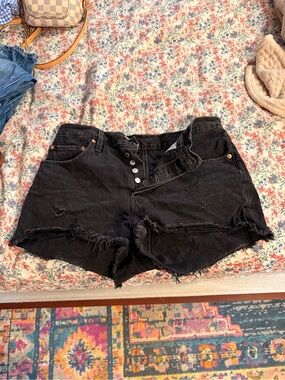 Levi's Black Distressed Cutoff Jean Shorts